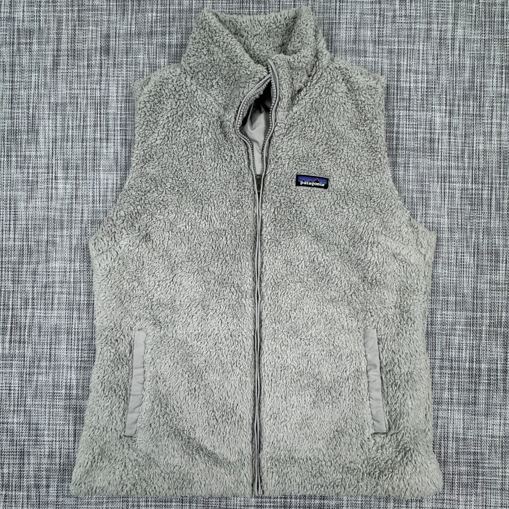 Patagonia Womens XL Los Gatos Vest Soft High Pile Fleece Full Zip Gray Pockets